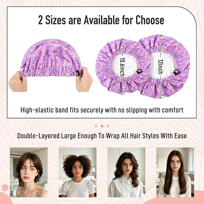 Castor Oil Pack Wrap Organic Cotton for Hair Growth, Overnight Hair Wrap for Sleep, Reusable Hair Mask Cap for Castor Oil Treatment of Balding,Thinning Dry and Damaged Hair(Oil Not Included) Purple, S