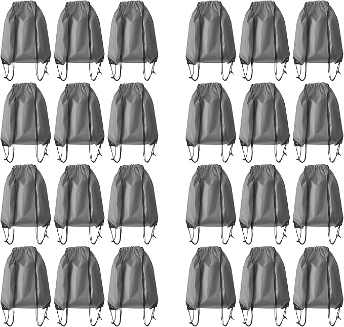 Drawstring Backpack Bulk 24Pcs Draw String Backpack Bags DIY Gym Sports Traveling Yoga Cinch Bag Sackpack Drawstring(grey)