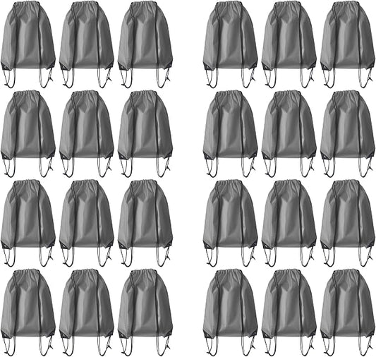Drawstring Backpack Bulk 24Pcs Draw String Backpack Bags DIY Gym Sports Traveling Yoga Cinch Bag Sackpack Drawstring(grey)
