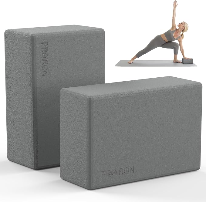 PROIRON Yoga Blocks, 2 Pack Supportive High Density Premium Eva Foam, Soft Non-Slip Surface with Curved Edges Stretch Blocks For Yoga, Pilates, Stretching