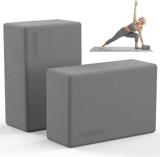 PROIRON Yoga Blocks, 2 Pack Supportive High Density Premium Eva Foam, Soft Non-Slip Surface with Curved Edges Stretch Blocks For Yoga, Pilates, Stretching