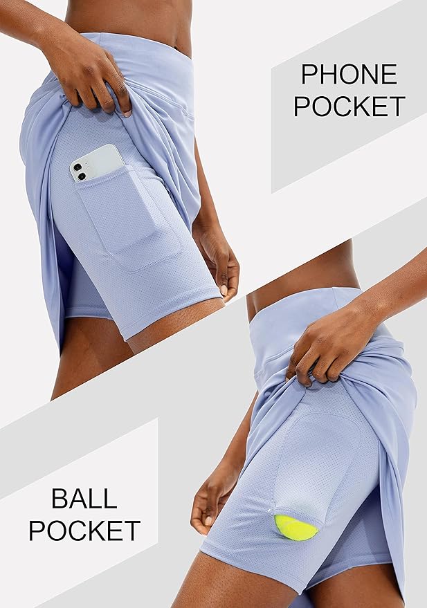Women's 20" Knee Length Skorts Skirts UPF50+ Athletic Tennis Golf Skirt for Women Casual Summer Skirts