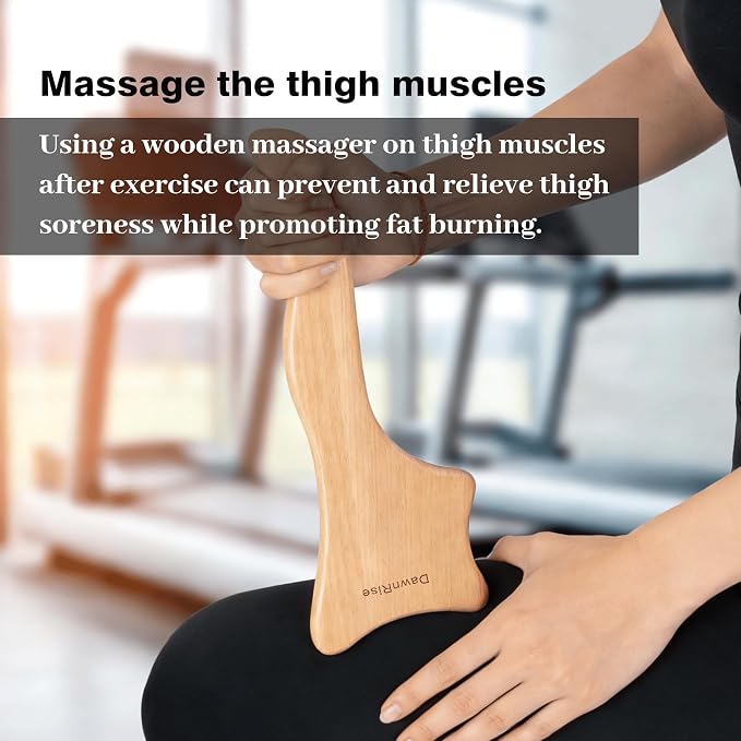 7-Piece Massage Kit – with DawnRise Therapy Massage Board - Jade Roller - Facial Tool - Wooden Bath Belt - Wooden Roller - Bath Brush & Canvas Bag for Full Body & Muscle Massage