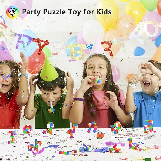 Vdealen 24 Pack Mini Fidget Snake Cube Twist Puzzle Party Favors for Kids, School Rewards&Classroom Prize for Students, Goodie Bag Stocking Stuffers, Gift for Birthday Valentine Easter Christmas