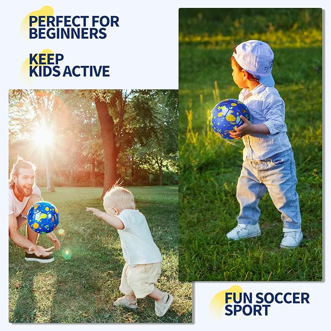 Kids Soccer Ball Size 2 Size 3 Size 4 with Pump Deflated - Operation Christmas Child Shoebox Gift - Glitter Purple Blue Unicorn Dinosaur Toys for Toddler Kids Boys Girls 1-3 3-8 8-12 Years Old