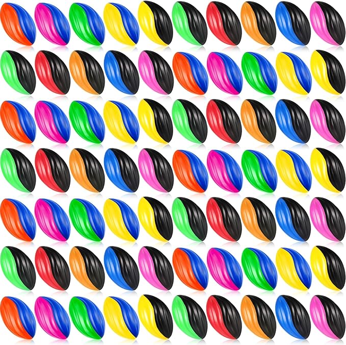 Jerify 12 Pcs Mini Footballs for Kids Spiral Foam Football Bulk 5 Inch Soft Small Waterproof Foam Ball Sports Birthday Toddler Football for Indoor and Outdoor Game(Assorted Color)