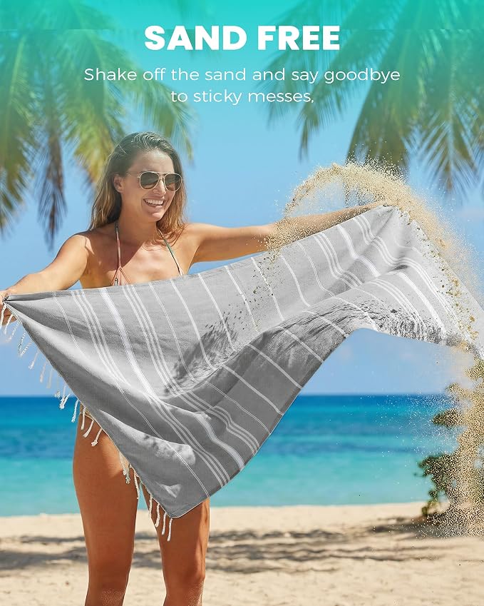 Turkish Beach Towels Quick Dry Sand Free Soft Absorbent Extra Large Xl Big Blanket Adult Oversized Bath Pool Swim Towel Lightweight Thin Fast Drying Compact No Sand Packable Vacation Essentials