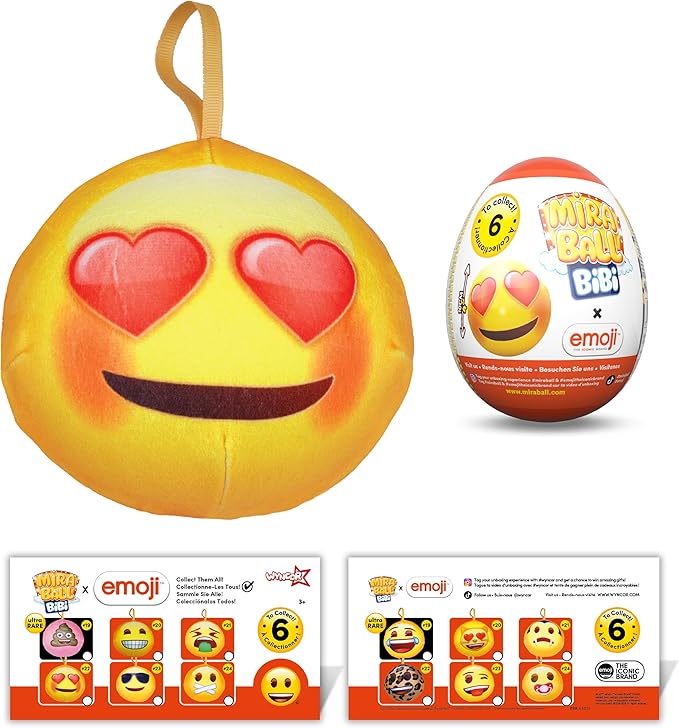 MiraBall Bibi Emoji - Surprise Egg Capsule with Memory Foam Expandable Plush Toy – 3.7" (9.5cm) Soft Collectible with Hidden Surprises – Fun Gift for Kids, Parties, Holidays, Stocking Stuffers