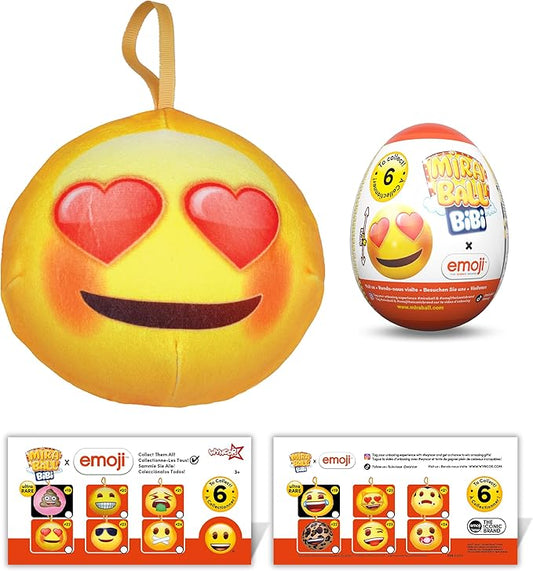 MiraBall Bibi Emoji - Surprise Egg Capsule with Memory Foam Expandable Plush Toy – 3.7" (9.5cm) Soft Collectible with Hidden Surprises – Fun Gift for Kids, Parties, Holidays, Stocking Stuffers