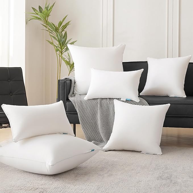 Oubonun 30 x 30 Pillow Inserts (Set of 2) - Euro Pillows with 100% Cotton Cover - 30 Inch Square Interior Sofa Pillow Inserts - Decorative Pillow Insert Pair - White Couch Pillow