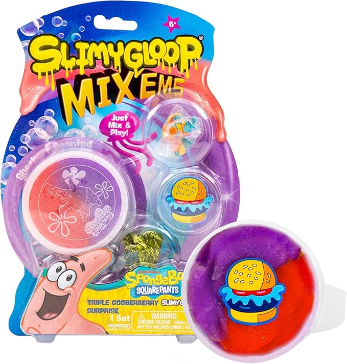 Spongebob Squarepants™ SLIMYGLOOP Mix’EMS – Patrick’s Triple Gooberberry Surprise, Sherbert-Scented Cloud Slime with Mix-Ins