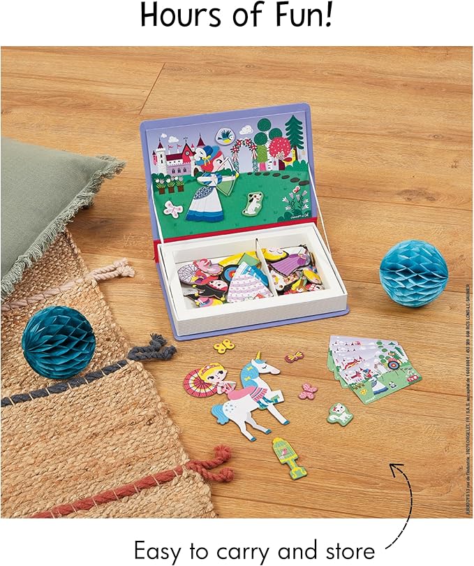Janod MagnetiBook 63 pc Magnetic Princess Costumes Dress Up Game - Ages 3+ - J02725