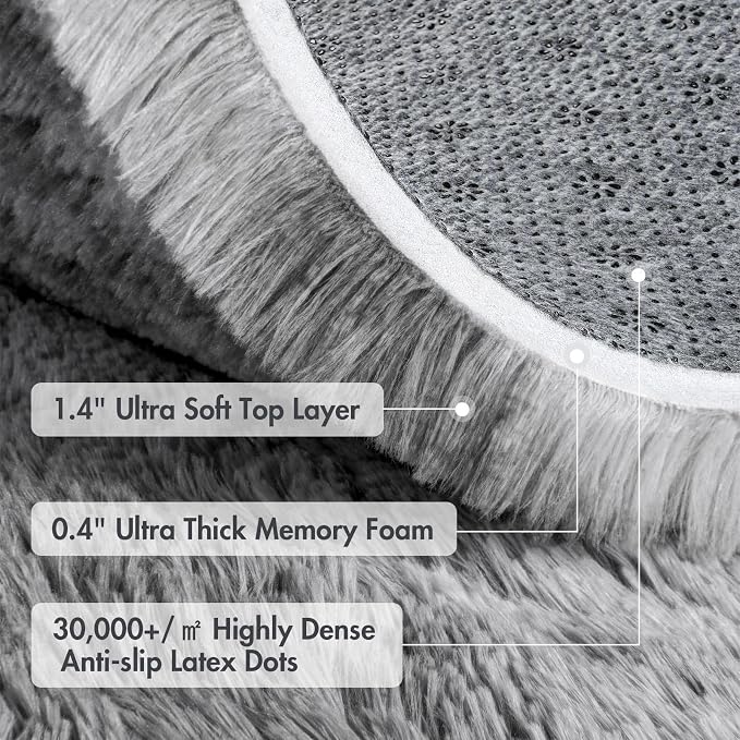 8x10 Ft Extra Large Shag Rugs for Living Room, Tie Dyed Ultra Soft Fluffy Furry Area Rugs for Bedroom Indoor Floor, Aesthetic Carpet for Kids Home Decor (Grey)
