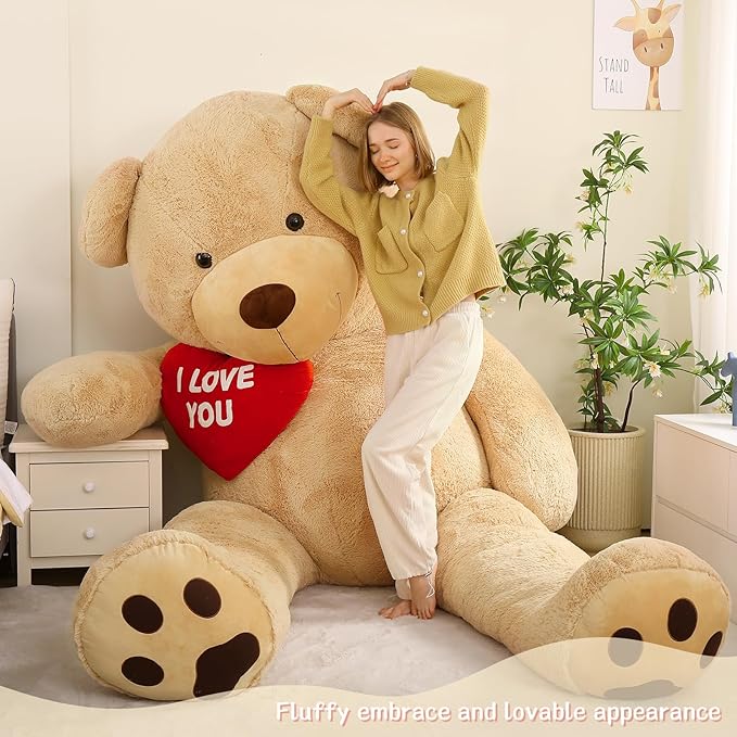 Red Heart Giant Jumbo Teddy 10ft, Huge Teddy Bear Stuffed Animals with Embroidered I Love You for Girlfriend Boyfriend Christmas Birthday, Celebrations, Huge Valentines Teddy Bear Gifts