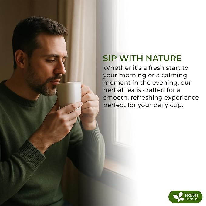 FreshDrinkUS, Premium 75 Tea Bags Men Super Tea – Herbal Blend with Senna, Dandelion Root, Ginger, Peppermint & More – 100% Natural, Sugar-Free. Caffeine-Free. Gluten-Free. Vegan