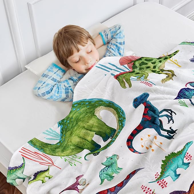 Wajade Dinosaur Blanket for Boys, Soft Fleece Kids Blanket for Couch Sofa Bedroom, Toddler Cute Dinosaur Throw Blanket Gifts for Birthday Christmars Easter Halloween, 50"x60"