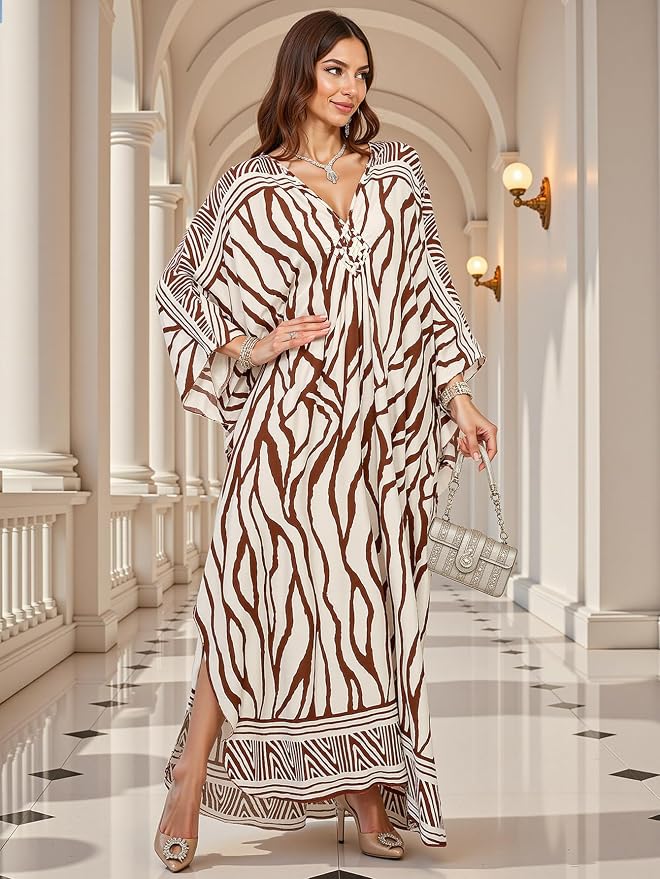 Mumu Dresses for Women Plus Size, Bohemian Kaftan Beach Cover Up Long Maxi Nightgown Soft Loungewear