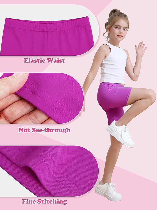 Resinta 6 Pack Girls Bike Shorts Under Dress Dance Cartwheel Shorts for Toddler Kids Summer Clothes Multicolor