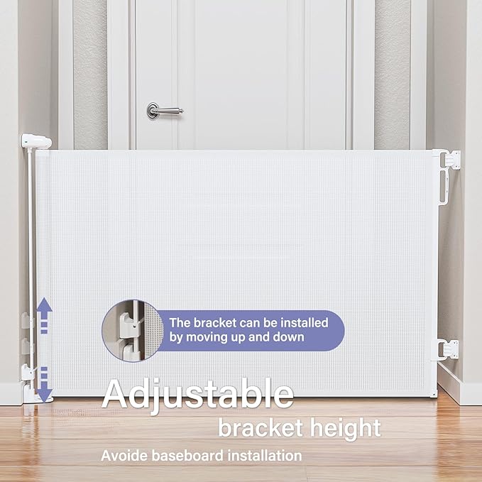 Retractable Baby Gates Extra Wide, PRObebi Retractable Dog Gate for the House Extends to 72" Wide 34" Tall, Gates for Baby Indoor, Stair Gate for Outdoor, Staris, Hallways, Doorways, Deck, Porch