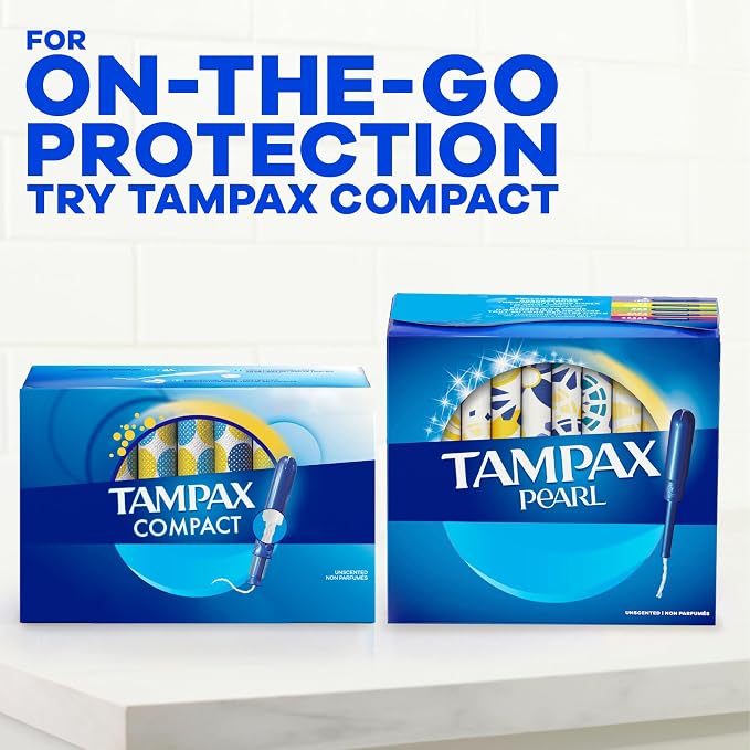 Tampax Cardboard Tampons for Women Super Absorbency, Anti-Slip Grip, LeakGuard Skirt, Unscented, 40 Count