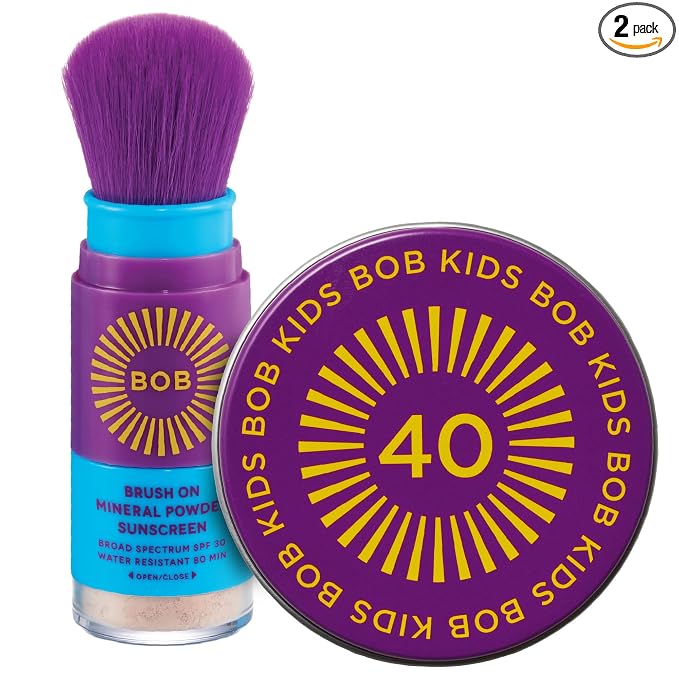 BOB KIDS Duo Pack SPF Sun Protection, SPF 30 Mineral Powder Sunscreen & SPF 40 Kids Sun Protection Balm, Broad Spectrum, Fragrance Free, Water Resistant