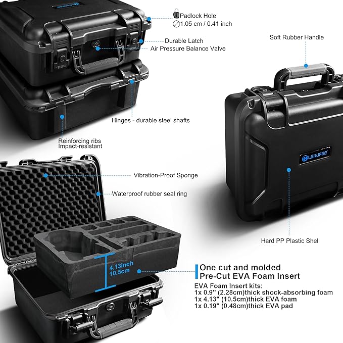 Lekufee Waterproof Hard Carrying Case for DJI Mavic 4 Pro Drone, Creator Combo, Fly More Combo, DJI RC Pro 2/RC 2, Battery (7 pcs), Charging Hub, and other Accessories(Case Only)
