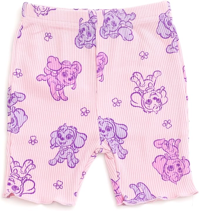 Paw Patrol Ribbed Peplum T-Shirt and Shorts Outfit Set Newborn to Little Kid Sizes (0-3 Months - 7-8)