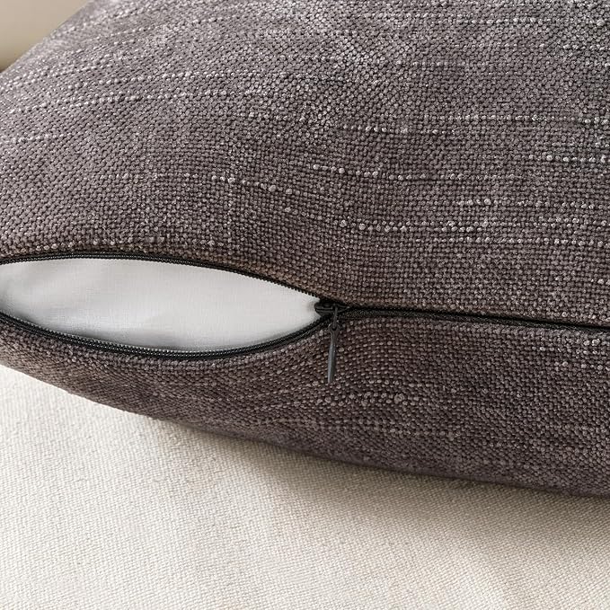 MIULEE Textured Chenille Throw Pillow Covers 18x18 Inch Charcoal Gray | Pack of 2 Decorative Soft Throw Pillows, Solid Textured Cushion Covers, Modern Home Decor for Couch Sofa Bedroom Living Room