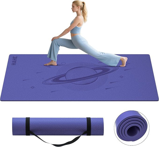 Extra Wide Yoga Mat, 72"x40"x0.4"Thick, Large Exercise Mat, Oversized Non Slip Workout Mat with Strap for Yoga, Pilates, Fitness, Home Gym Studio