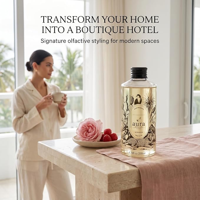 A U R A - Maddalena Fragrance Oil for Waterless Scent Diffuser - Inspired by J. Malone Tudor Rose | 6.7 fl oz / 200 ml Essential Oil Blend for Aromatherapy & Hotel Collection Diffuser
