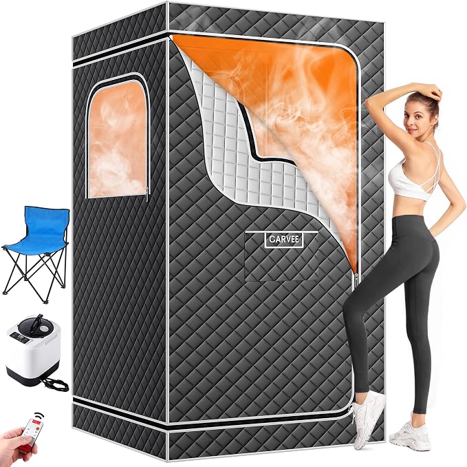 Portable Sauna Box for Home, Personal Sauna Tent for Relaxation, Indoor Steam Sauna Room with 4L/1500W Steamer,Easy Setup Quick Heat-Up Foldable Sauna for Home Spa（Grey）