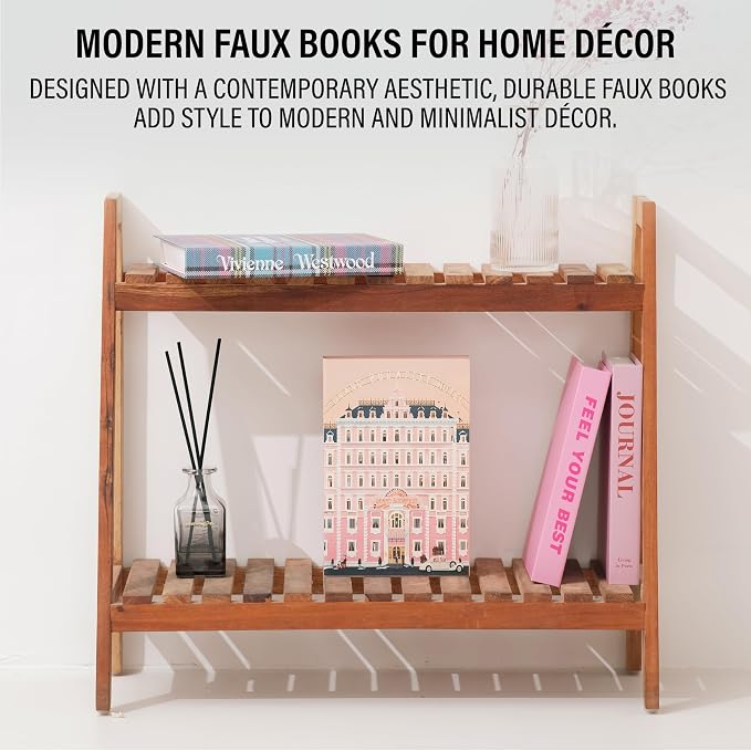 4 Pcs Decorative Books | Faux Velvet Coffee Table & Shelf Decor | Rich Moody Look for Living Room, Office and Entryway - Not Real, Tool-Free 2-Min Setup