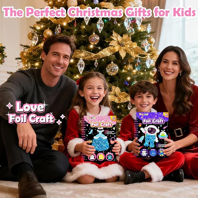 FUNNYB&G Foil Art Crafts for Kids Ages 4-8: Valentines Crafts for Kids 2026,Birthday Gift for Girls,Art and Crafts Supplies,Party Favors,Creative Toys for Girls Boys 4 5 6 7 8 9 Years Old(Dress Up)