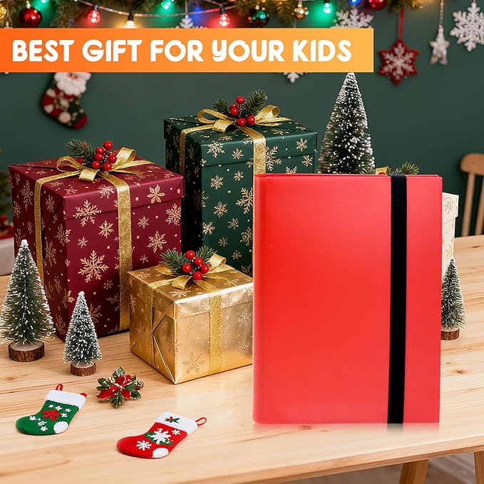 Card Binder 9 Pocket, PP Cover Trading Card Binder for 360 Cards, Sturdy Card Collection Album, Card Holder Folders for MTG, TCG, Game Cards & Sports Cards,Red