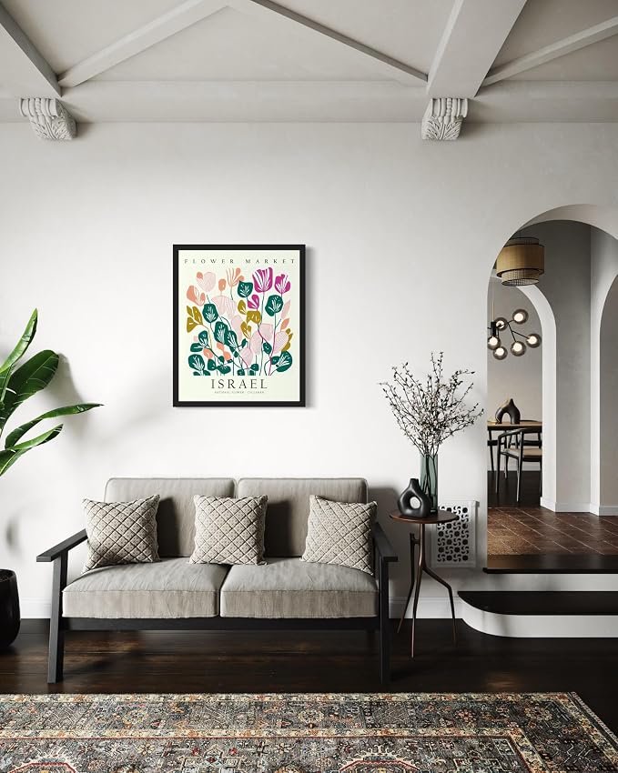 Israel, Cyclamen Art Print Poster, Flower Market Wall Art, Floral Artwork Decor for Bedroom, Kitchen, Bathroom, Livingroom Decoration 52 (Israel, Cyclamen, 10"L x 8"W, Unframed)