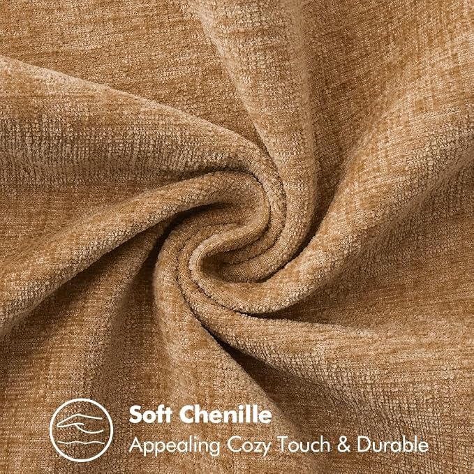 MIULEE Decorative Couch Throw Pillow Covers 18x18 Inch Apricot Brown 2 Pack | Farmhouse Pillow Covers with Stitched Edge, Soft Chenille Cushion Cases, for Sofa Bed Living Room Home Decor