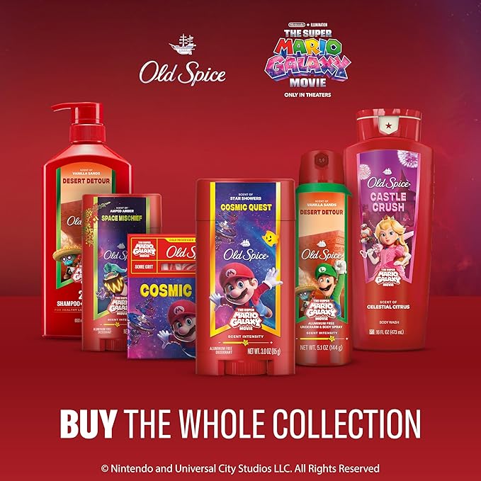 Old Spice Hand and Body Lotion for All Skin Types, x The Super Mario Galaxy Movie, 24/7 Lightweight Moisturization, Smell Super with Cosmic Quest, Scent of Star Showers, 16oz