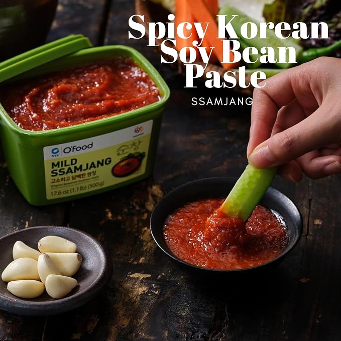 Ssamjang Korean Soybean Paste Sauce [Spicy | 1.0 lb (500g)] for BBQ, Lettuce Wraps, Rice, Vegetables, and Meat | Korean Flavor, Bold & Savory - O’food