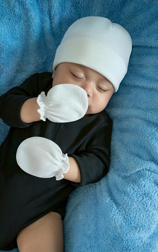RATIVE Baby Mittens Newborn No Scratch Gloves, Organic Cotton Infant Mittens for Baby Boy & Girl, 0-6 Months