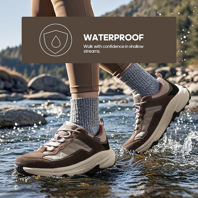 NORTIV 8 Women's Waterproof Leather Hiking Shoes | Arch Support Outdoors Walking Trekking Camping Tennis Workout Cross Training Sneakers Wicklow
