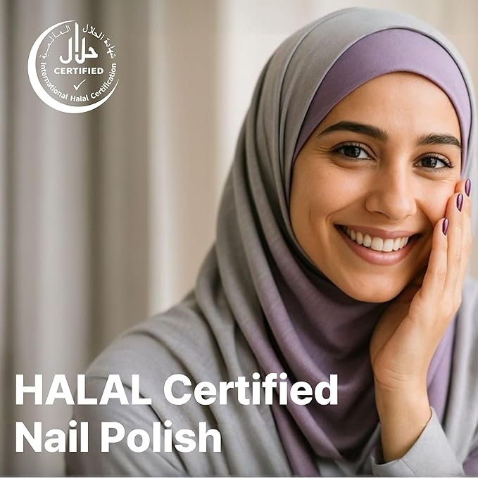Water-Based Halal Vegan Nail Polish 3pc Set – English Rose Pink & Milky White + Clear Top Coat | Breathable, Non-Toxic, Cruelty-Free Nail Polish Gift Set, 0.51 fl oz