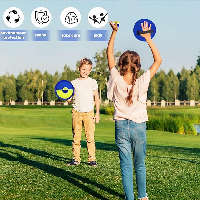 Kids Toys Toss and Catch Game Set, Ball Sports Games with 4 Paddles 4 Balls and 1 Storage Bag, Classic Outdoor Games, Beach Games, Yard Games Suitable for Kids Gift Ideal