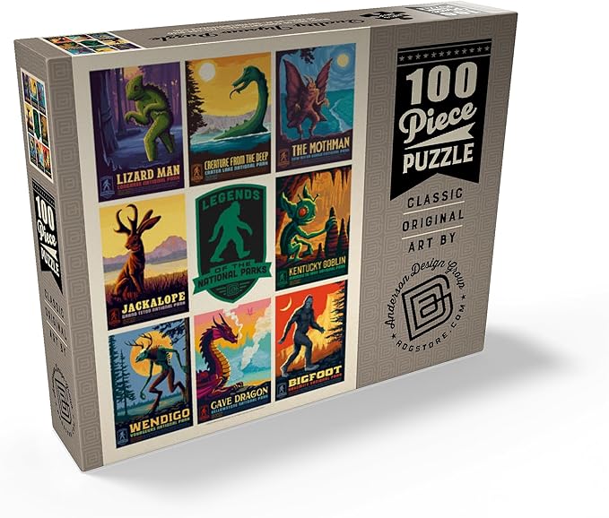 MyPuzzle Legends of The National Parks: Multi-Image Print - Edition 1, Vintage Poster - Premium 100 Piece Jigsaw Puzzle for Adults