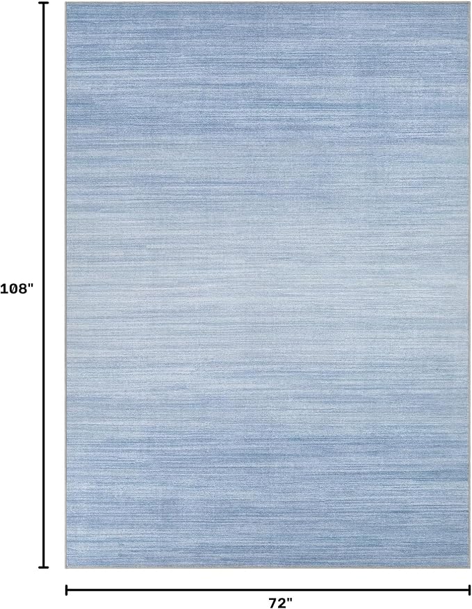 UERMEI 6x9 Washable Area Rug - Neutral Modern Abstract Living Room Rugs, Non-Slip Soft Large Indoor Floor Carpet for Bedroom Home Office & Under Dining Table Decor, Blue