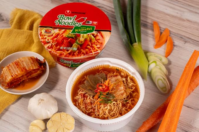 Nongshim Ramen Noodles, Gourmet Instant Ramen bowl, Premium Microwavable Noodle Soup, Kimchi, 3.03 Ounce (Pack of 1)