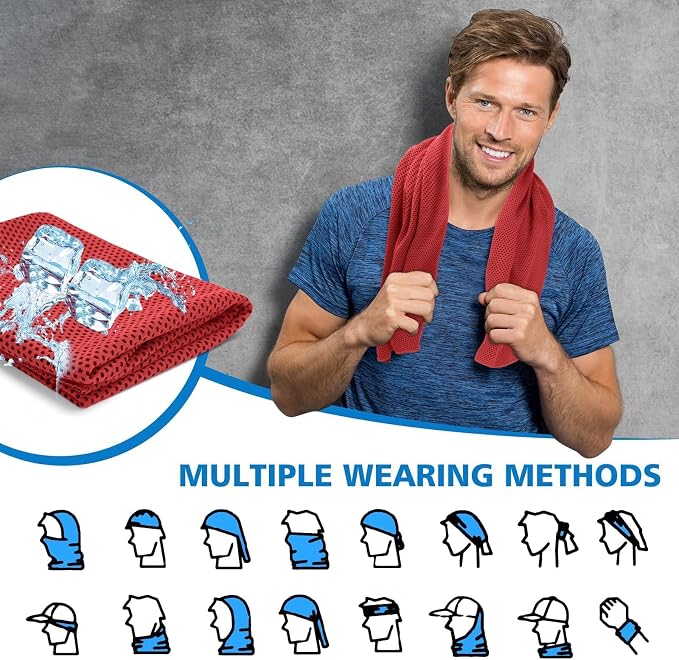 24 Pack Cooling Towels Bulk for Neck and Face 40"x12" Ice Cooling Sweat Rags Microfiber Soft Breathable Soft Chilly Towel for Yoga Golf Sport Running
