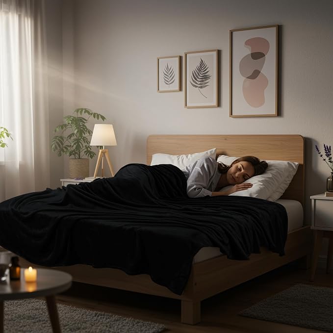 Utopia Bedding Ultra Soft Fleece Bed Blanket Queen Size Black (90x90 Inch) | Microfiber Plush Warm Lightweight Breathable Cozy Blanket Anti-Static, All Season Use, Gift for Women and Men