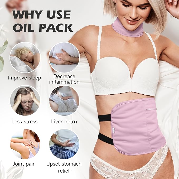 Castor Oil Pack Wrap with Organic Cotton Flannel, Reusable Castor Oil Packs for Stomach, Castor Oil Pack for Liver Detox, Castor Oil Pack Kit Purple（Castor Oil Not Include)