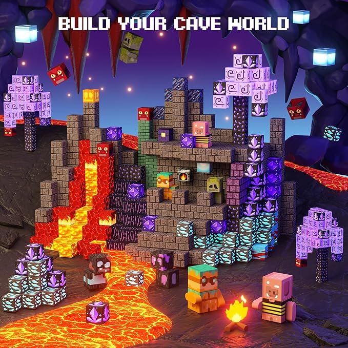 GobiDex 100PCS Magnetic Building Blocks Game-Based Build Magwonder Cave World with Magnet Construction Toys STEM Sensory Gift for Boys Girls Birthday