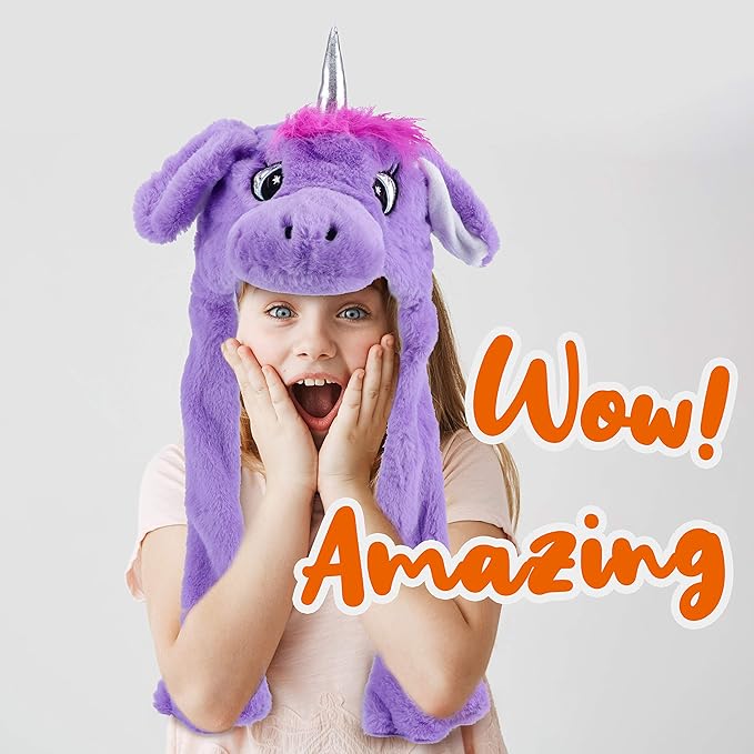 Animal Hat with Ears Moving Jumping Pop Up Beating Hat Plush Holiday Cosplay Dress Up Funny Gift for Kids